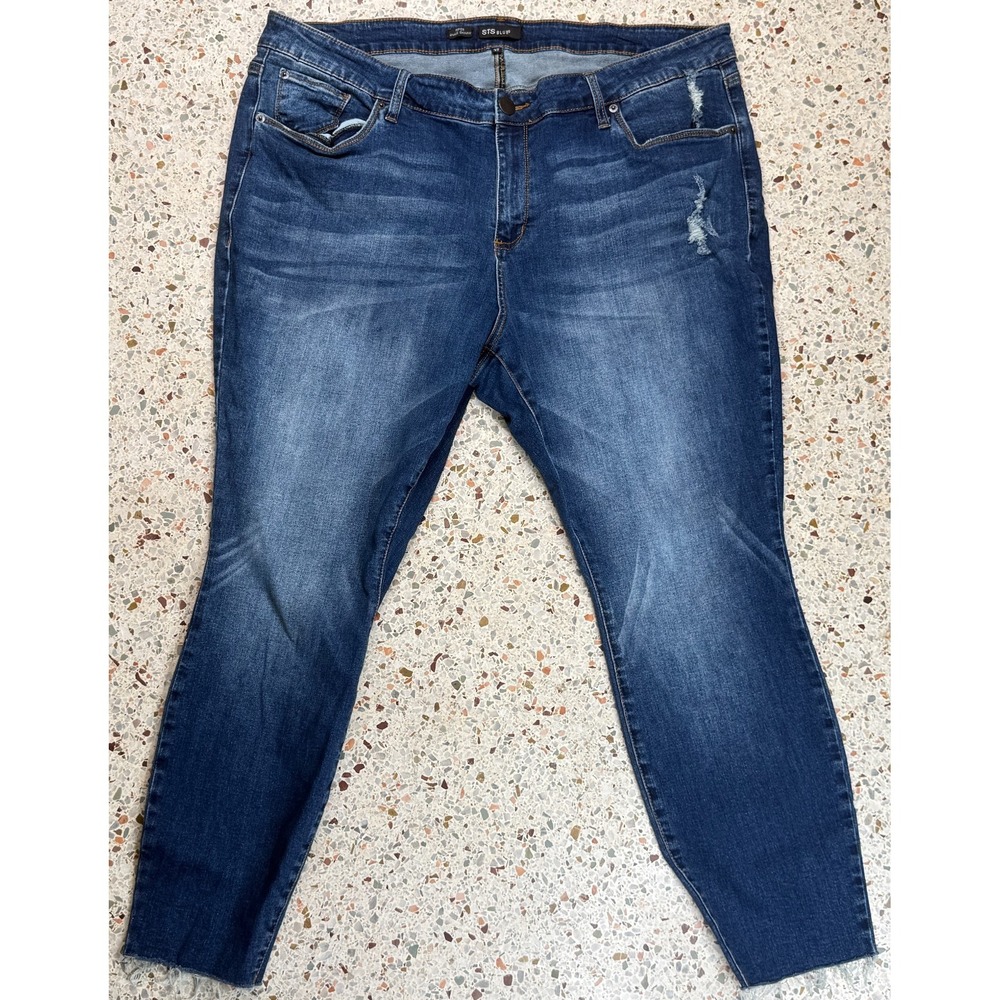 STS Blue Piper Ankle Skinny Women's 5 Pocket Distressed Blue Denim Jeans Size 37
